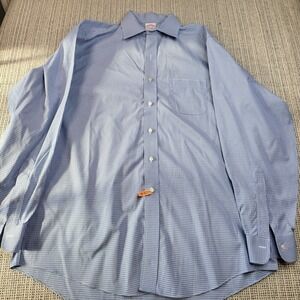 Brooks Brothers Madison Shirt Mens 16.5 34/35 Blue Gingham Non Iron Stretch‎